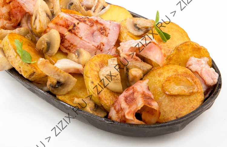 Картофель, запеченный с беконом и шампиньонами (порция)