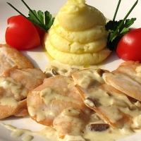 Грудка индейки под грибным соусом (порция)